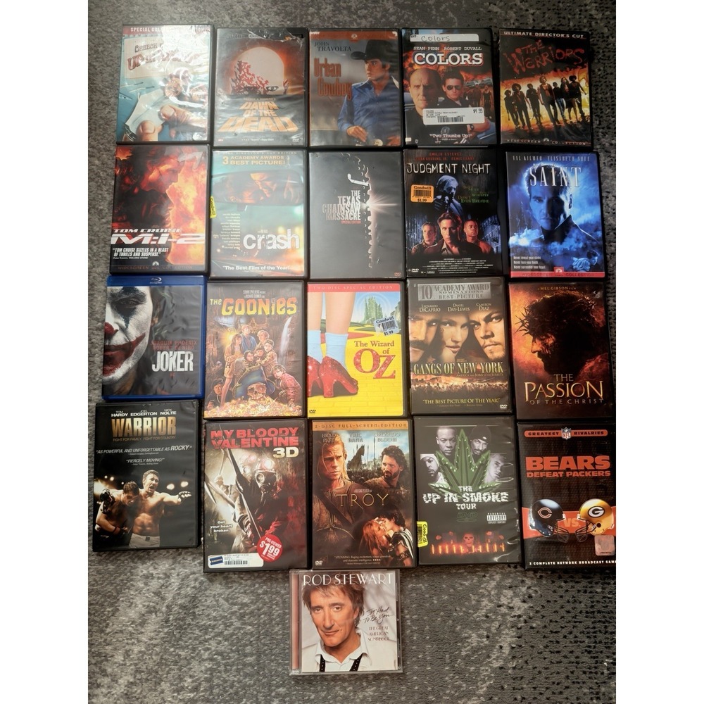 Huge DVD Movie Lot Horror Action Classics + Bonus Rod Stewart CD